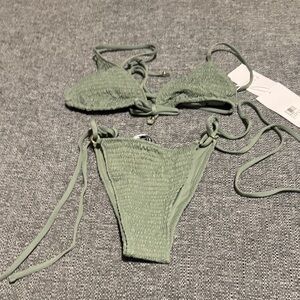Palm Swim + Resort Green Textured Bikini Set